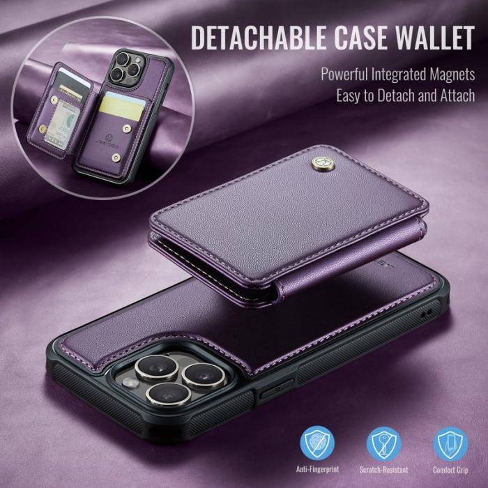 JEEHOOD - JEEHOOD J05 iPhone 13 Pro Max Skal Läder Mobilfodral Lila
