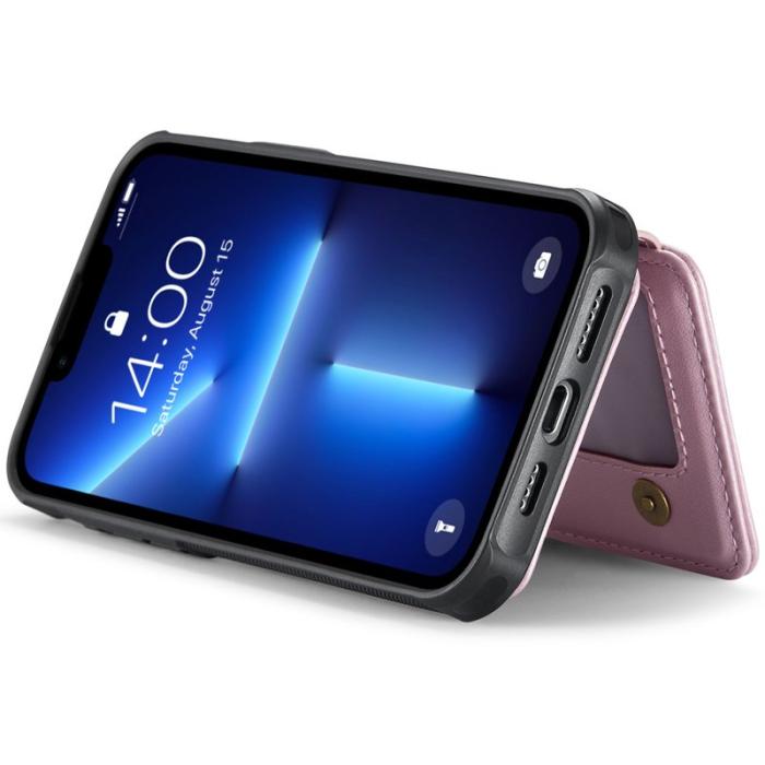 JEEHOOD - JEEHOOD J05 iPhone 13 Pro Max Skal Läder Mobilfodral Rosa