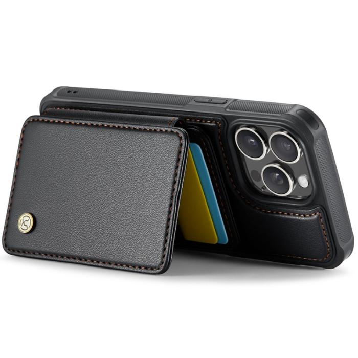 JEEHOOD - JEEHOOD J05 iPhone 13 Pro Skal Läder med Magnetficka - Svart