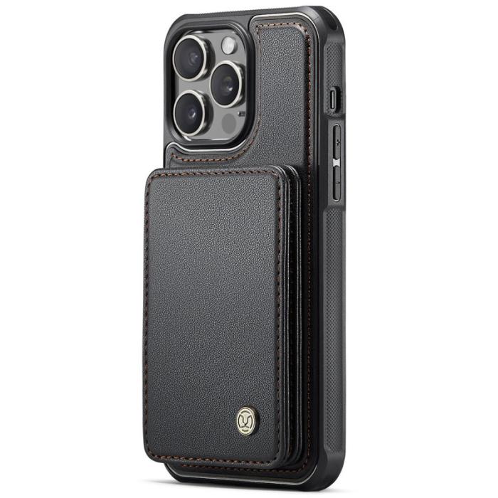 JEEHOOD - JEEHOOD J05 iPhone 13 Pro Skal Läder med Magnetficka - Svart