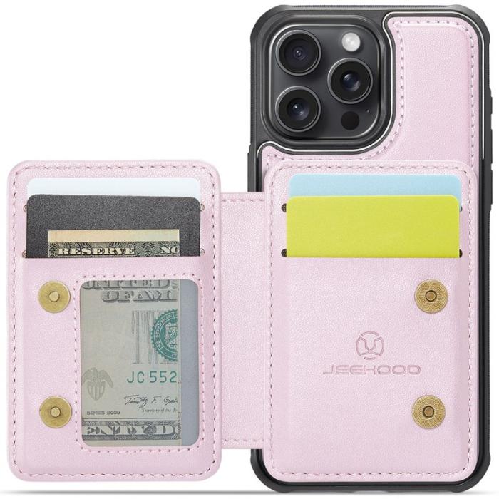 JEEHOOD - JEEHOOD J05 iPhone 13 Pro Skal Läder Mobilfodral - Rosa