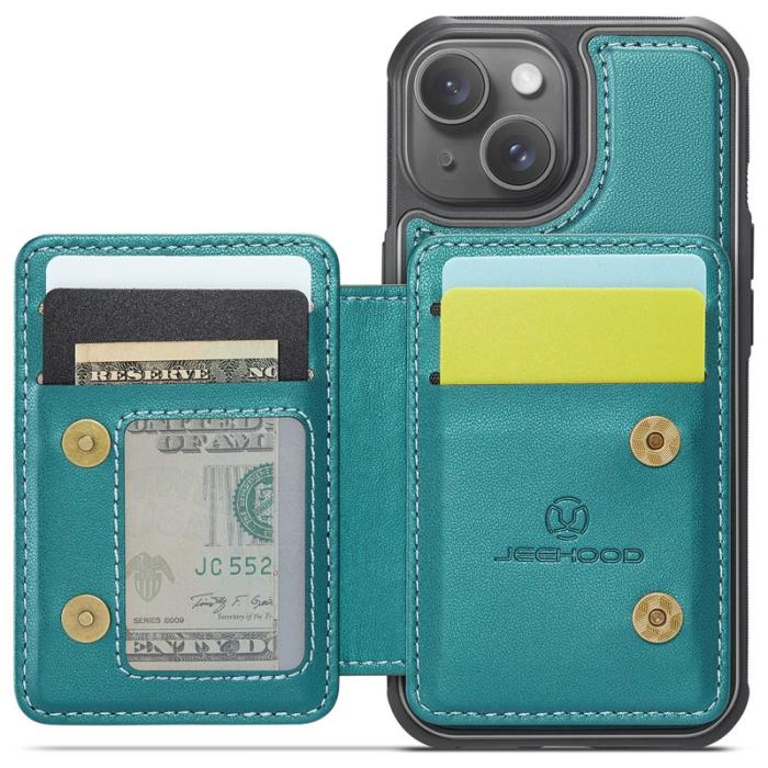 JEEHOOD - JEEHOOD J05 iPhone 13 Skal Läder Mobilfodral Cyan