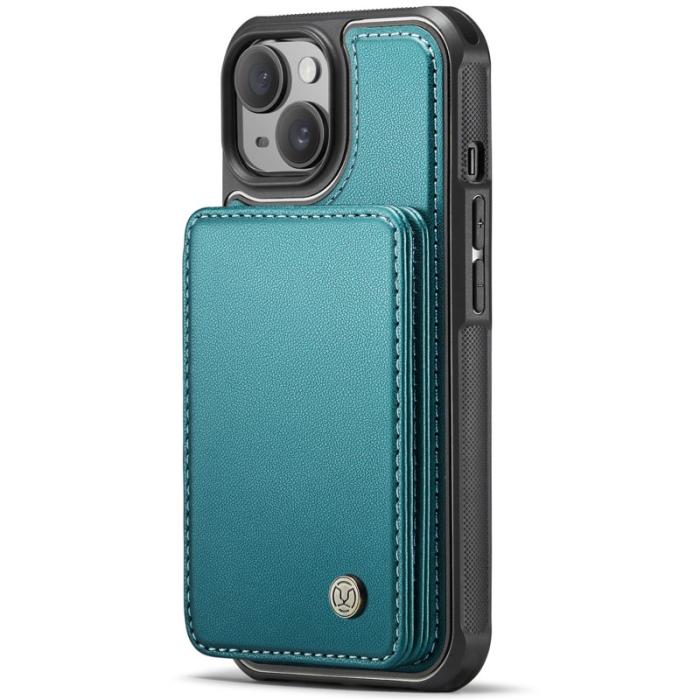 JEEHOOD - JEEHOOD J05 iPhone 13 Skal Läder Mobilfodral Cyan