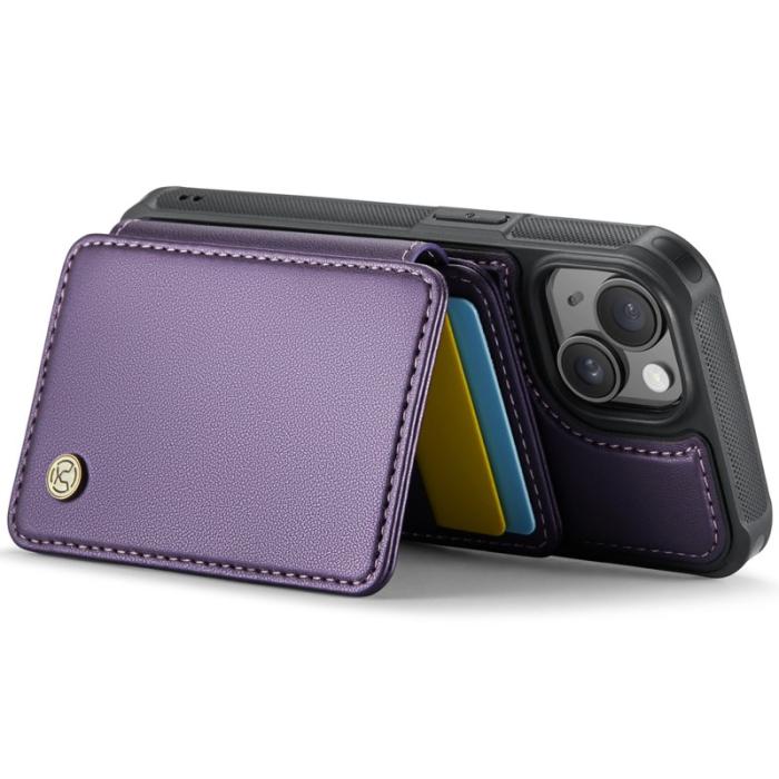 JEEHOOD - JEEHOOD J05 iPhone 13 Skal Läder Mobilfodral Lila