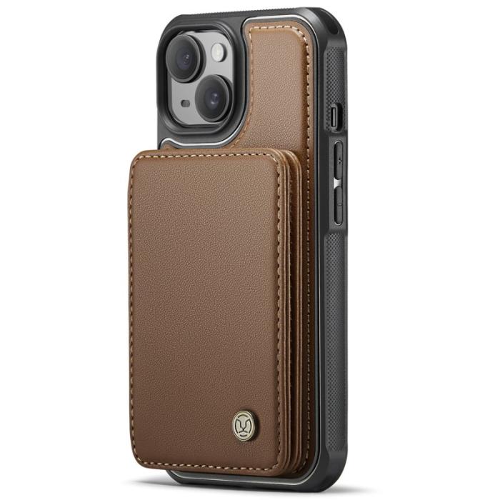 JEEHOOD - JEEHOOD J05 iPhone 13 Skal Läder Mobilfodral med Kortficka - Brun