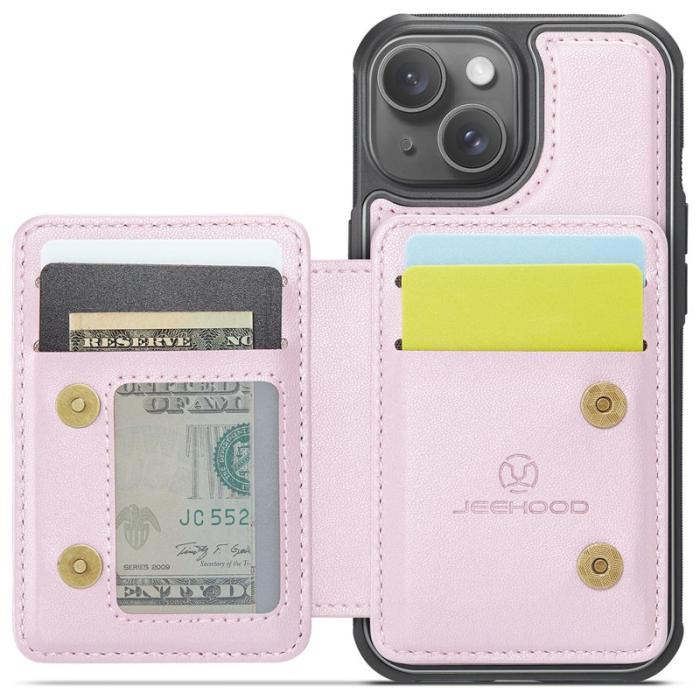 JEEHOOD - JEEHOOD J05 iPhone 13 Skal Läder Mobilfodral - Rosa