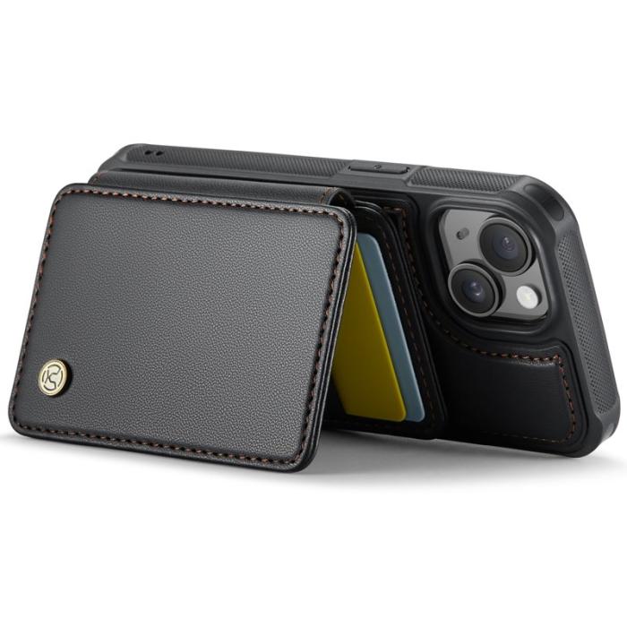 JEEHOOD - JEEHOOD J05 iPhone 14 Plus Skal Läder med Magnetficka - Svart