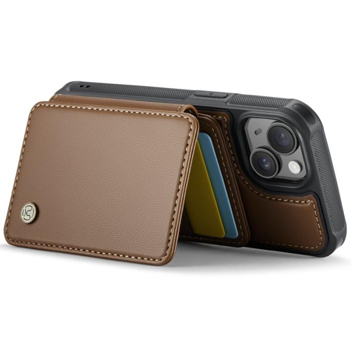 JEEHOOD - JEEHOOD J05 iPhone 14 Plus Skal Läder Mobilfodral Brun