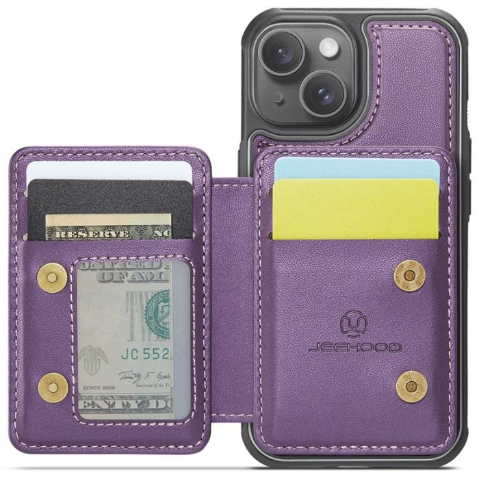 JEEHOOD - JEEHOOD J05 iPhone 14 Plus Skal Läder Mobilfodral Lila