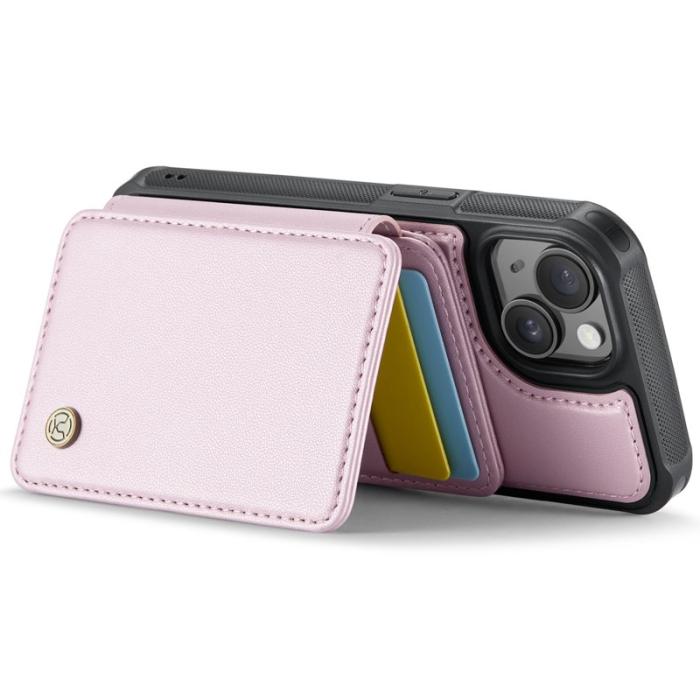 JEEHOOD - JEEHOOD J05 iPhone 14 Plus Skal Läder Mobilfodral Rosa