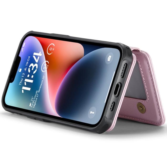 JEEHOOD - JEEHOOD J05 iPhone 14 Plus Skal Läder Mobilfodral Rosa