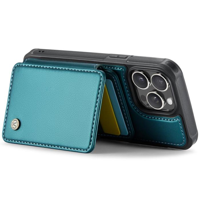 JEEHOOD - JEEHOOD J05 iPhone 14 Pro Max Skal Läder med Magnetficka Cyan