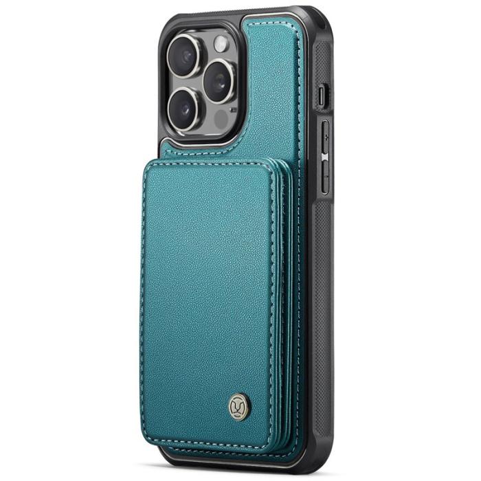 JEEHOOD - JEEHOOD J05 iPhone 14 Pro Max Skal Läder med Magnetficka Cyan