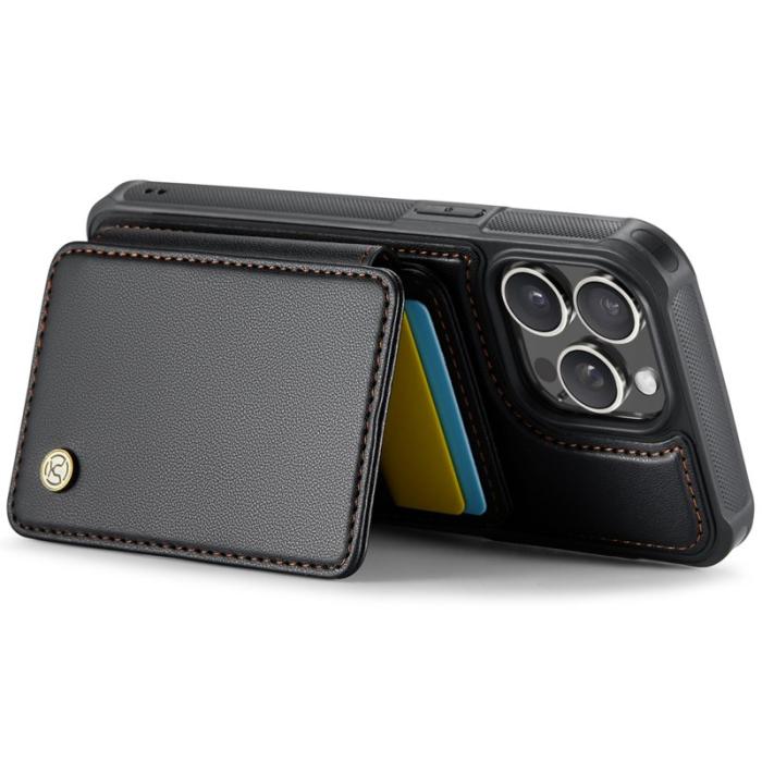 JEEHOOD - JEEHOOD J05 iPhone 14 Pro Max Skal Läder med Magnetficka - Svart