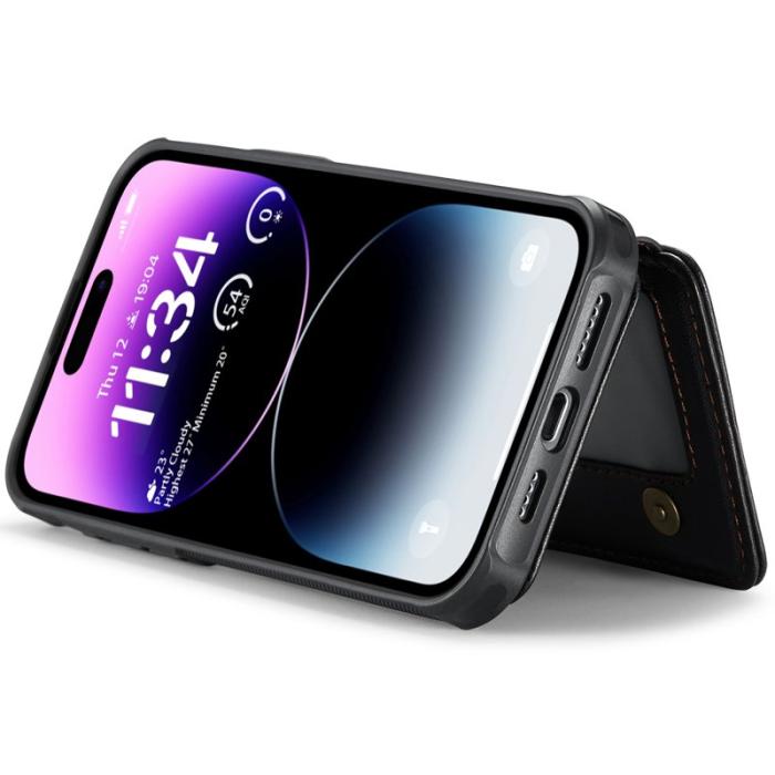 JEEHOOD - JEEHOOD J05 iPhone 14 Pro Max Skal Läder med Magnetficka - Svart