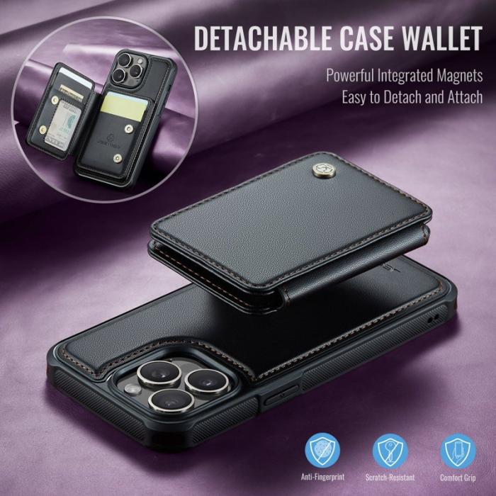 JEEHOOD - JEEHOOD J05 iPhone 14 Pro Max Skal Läder med Magnetficka - Svart