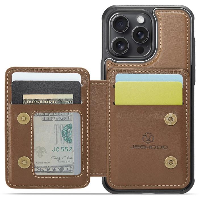 JEEHOOD - JEEHOOD J05 iPhone 14 Pro Max Skal Läder Mobilfodral Brun