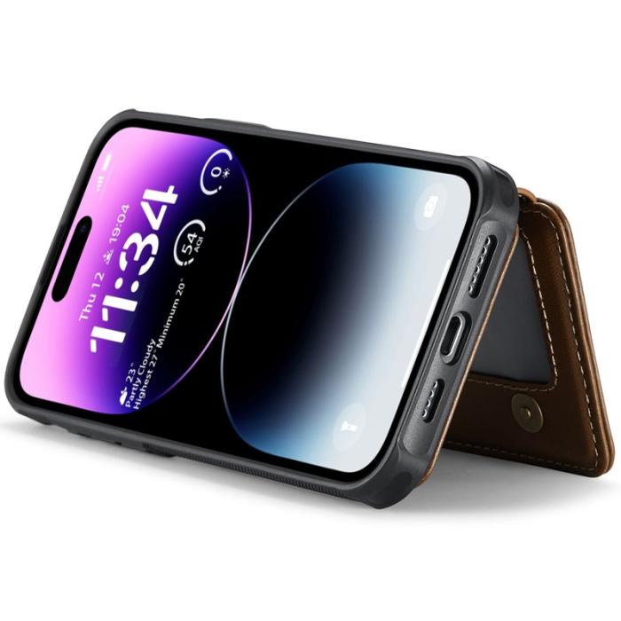 JEEHOOD - JEEHOOD J05 iPhone 14 Pro Max Skal Läder Mobilfodral Brun