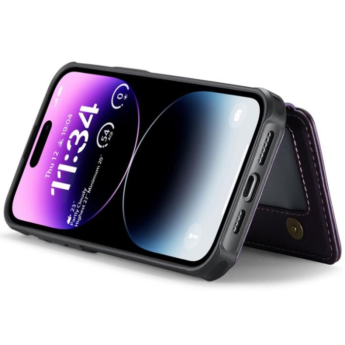 JEEHOOD - JEEHOOD J05 iPhone 14 Pro Max Skal Läder Mobilfodral Lila