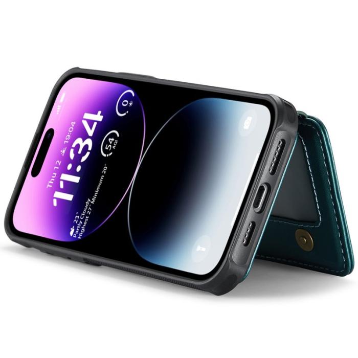 JEEHOOD - JEEHOOD J05 iPhone 14 Pro Skal Läder Mobilfodral Cyan