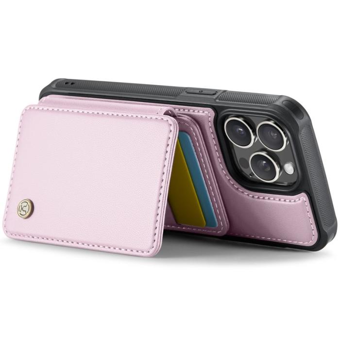 JEEHOOD - JEEHOOD J05 iPhone 14 Pro Skal Läder Mobilfodral Rosa