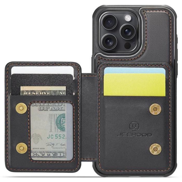 JEEHOOD - JEEHOOD J05 iPhone 14 Pro Skal Läder Mobilfodral Svart