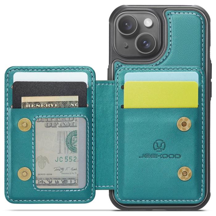 JEEHOOD - JEEHOOD J05 iPhone 14 Skal Läder Mobilfodral Cyan