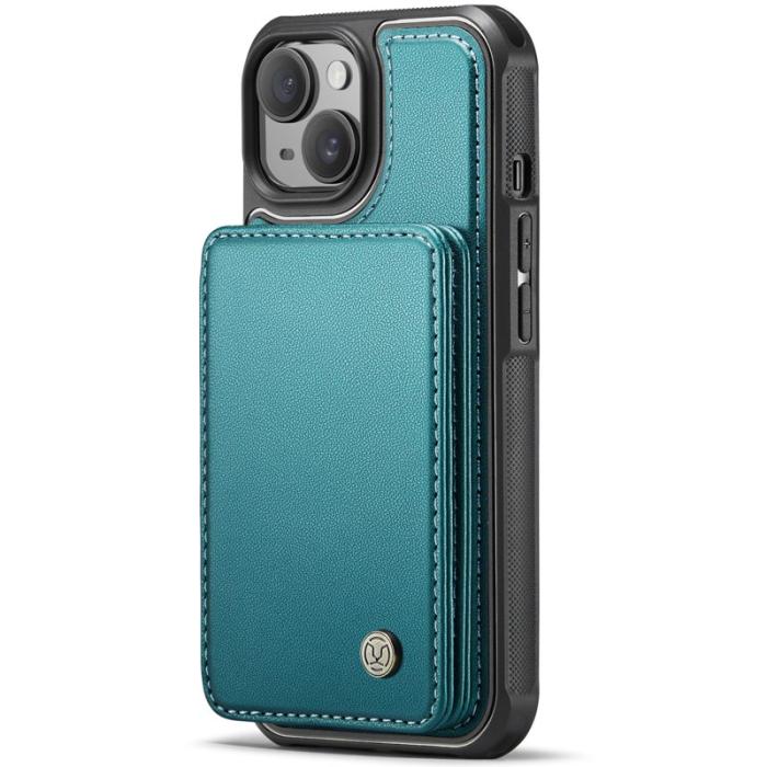 JEEHOOD - JEEHOOD J05 iPhone 14 Skal Läder Mobilfodral Cyan