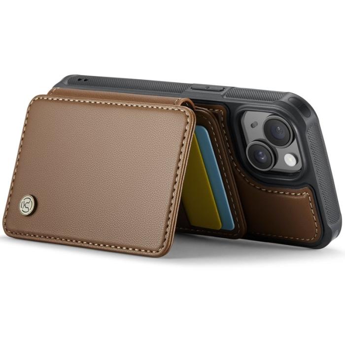 JEEHOOD - JEEHOOD J05 iPhone 14 Skal Läder Mobilfodral med Kortficka - Brun