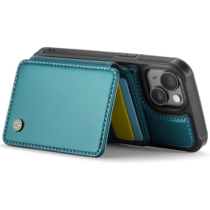 JEEHOOD - JEEHOOD J05 iPhone 15 Plus Skal Läder Mobilfodral Cyan