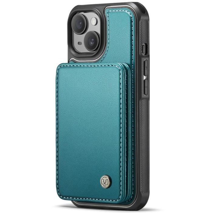 JEEHOOD - JEEHOOD J05 iPhone 15 Plus Skal Läder Mobilfodral Cyan