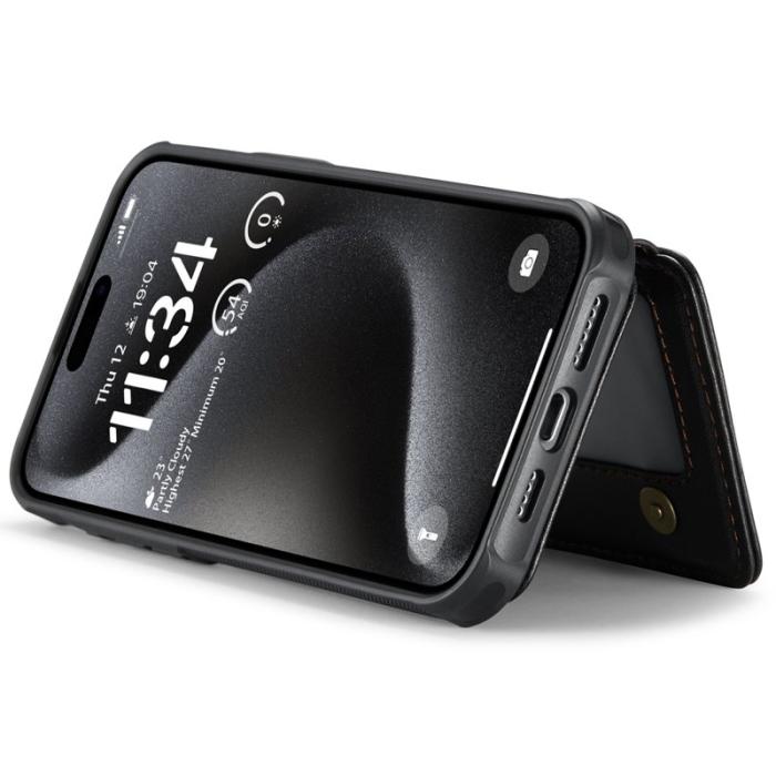JEEHOOD - JEEHOOD J05 iPhone 15 Pro Fodral Läder med Magnetisk Kortväska - Svart