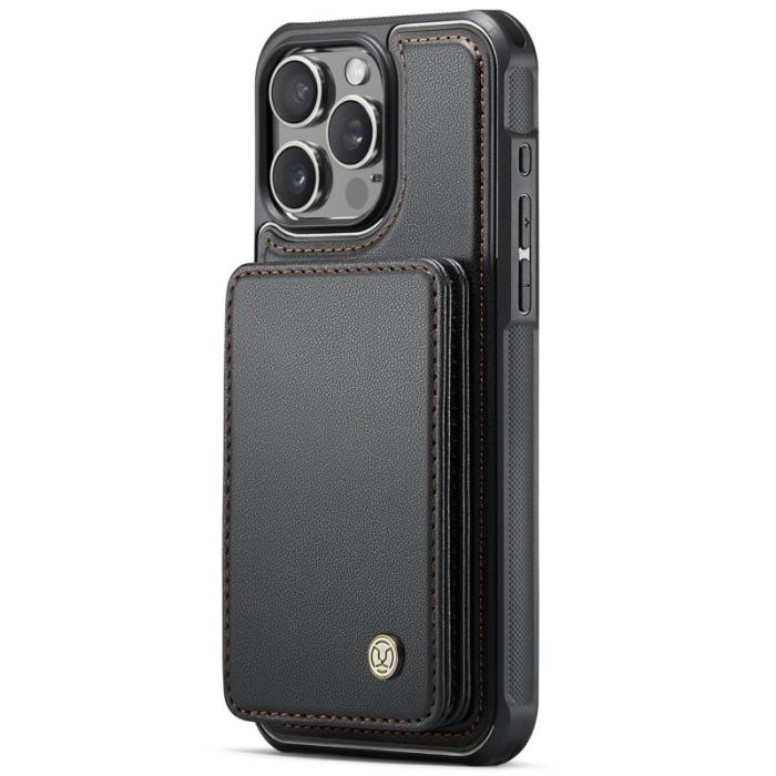 JEEHOOD - JEEHOOD J05 iPhone 15 Pro Fodral Läder med Magnetisk Kortväska - Svart