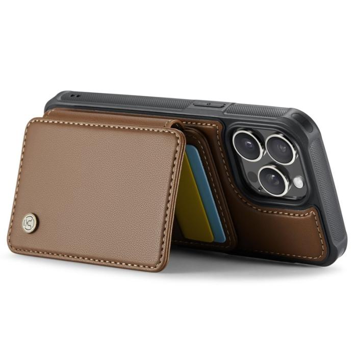 JEEHOOD - JEEHOOD J05 iPhone 15 Pro Max Skal Läder med Kortficka - Brun