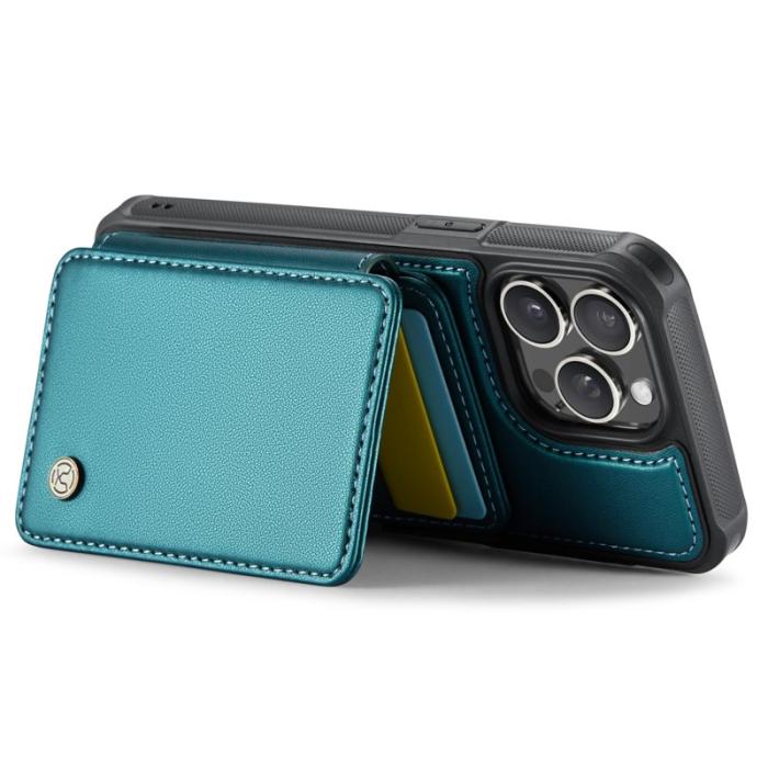 JEEHOOD - JEEHOOD J05 iPhone 15 Pro Max Skal Läder med Magnetficka Cyan