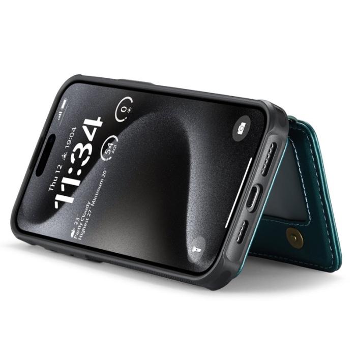 JEEHOOD - JEEHOOD J05 iPhone 15 Pro Max Skal Läder med Magnetficka Cyan