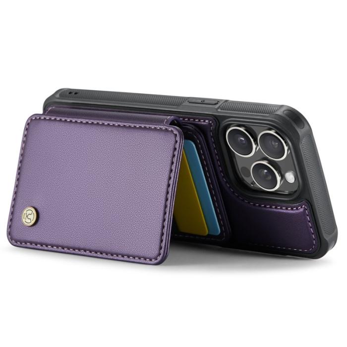 JEEHOOD - JEEHOOD J05 iPhone 15 Pro Max Skal Läder med Magnetficka - Lila