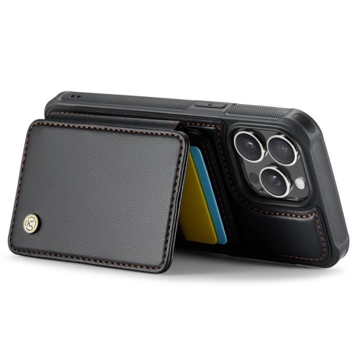 JEEHOOD - JEEHOOD J05 iPhone 15 Pro Max Skal Läder med Magnetficka - Svart