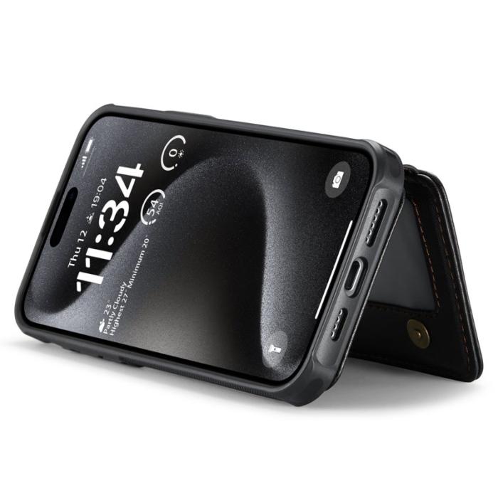 JEEHOOD - JEEHOOD J05 iPhone 15 Pro Max Skal Läder med Magnetficka - Svart