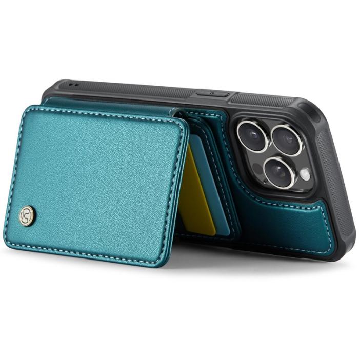 JEEHOOD - JEEHOOD J05 iPhone 15 Pro Skal Läder Mobilfodral Cyan