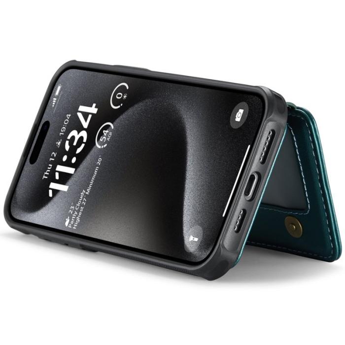 JEEHOOD - JEEHOOD J05 iPhone 15 Pro Skal Läder Mobilfodral Cyan