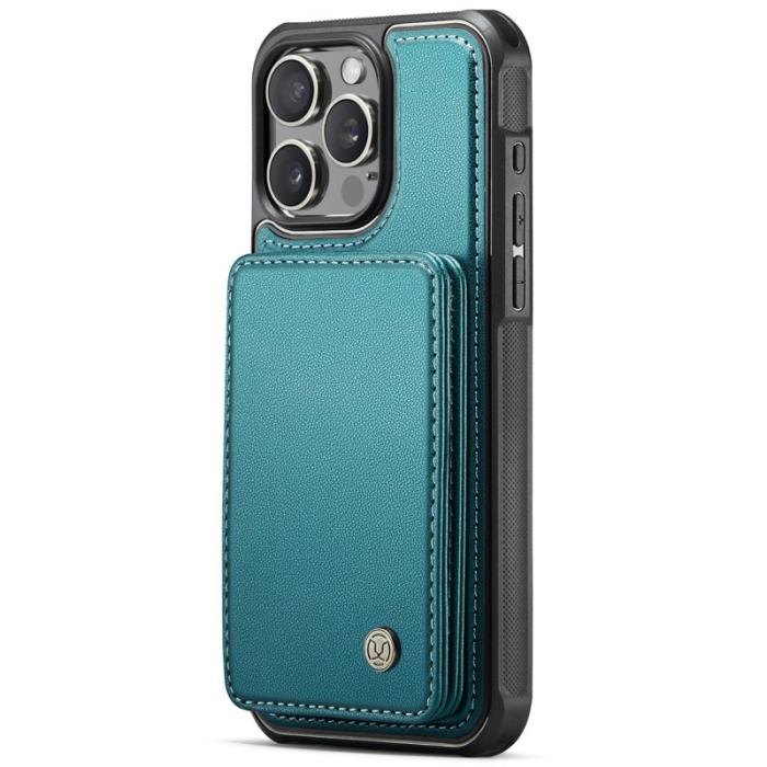 JEEHOOD - JEEHOOD J05 iPhone 15 Pro Skal Läder Mobilfodral Cyan