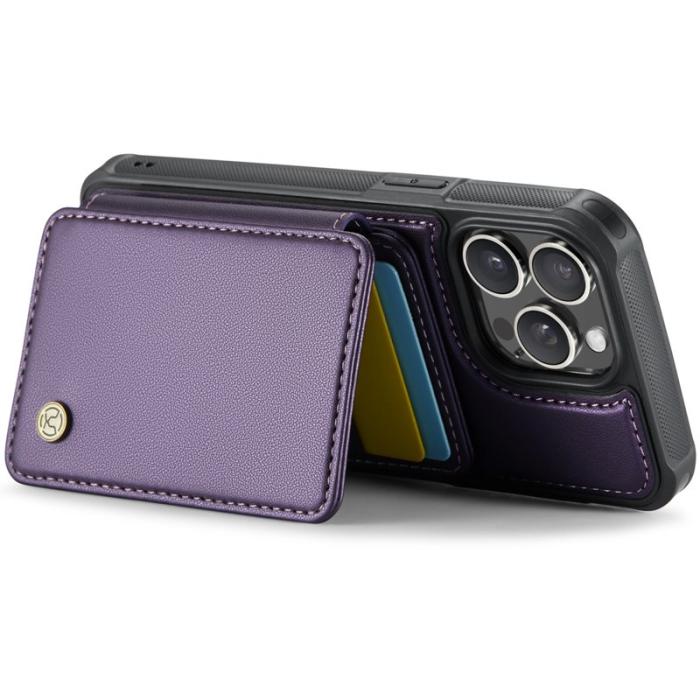 JEEHOOD - JEEHOOD J05 iPhone 15 Pro Skal Läder Mobilfodral Lila