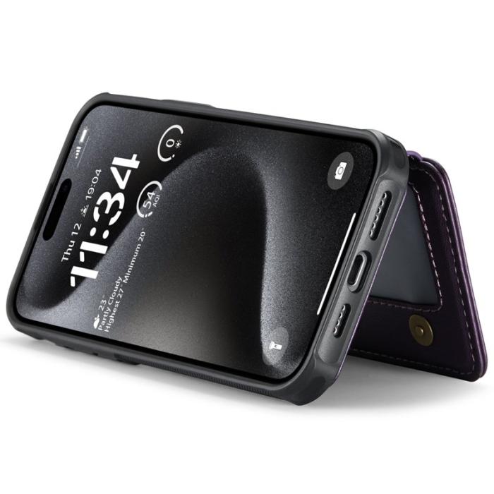 JEEHOOD - JEEHOOD J05 iPhone 15 Pro Skal Läder Mobilfodral Lila