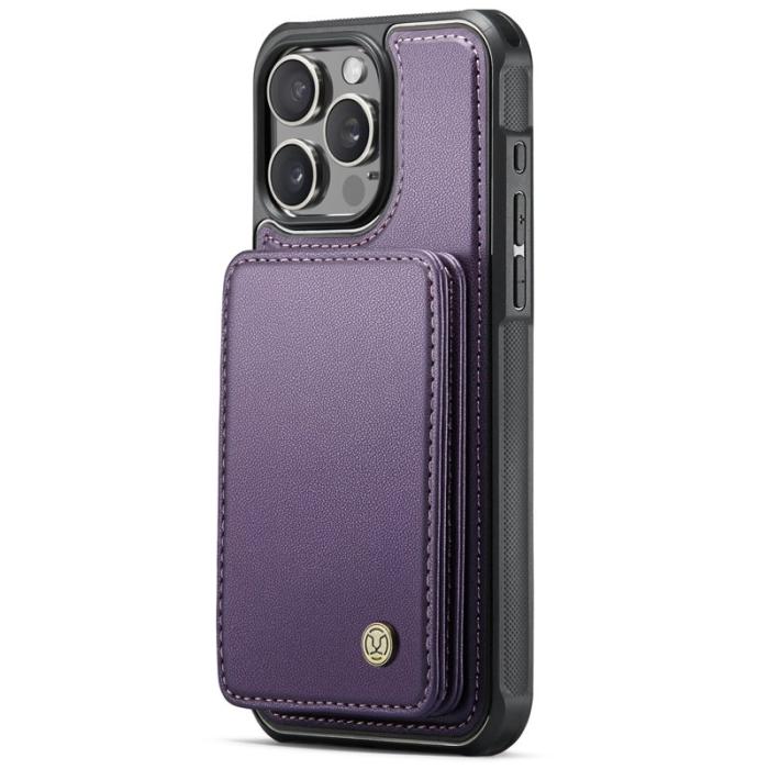 JEEHOOD - JEEHOOD J05 iPhone 15 Pro Skal Läder Mobilfodral Lila