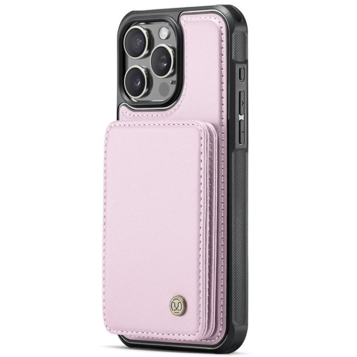 JEEHOOD - JEEHOOD J05 iPhone 15 Pro Skal Läder Mobilfodral Rosa