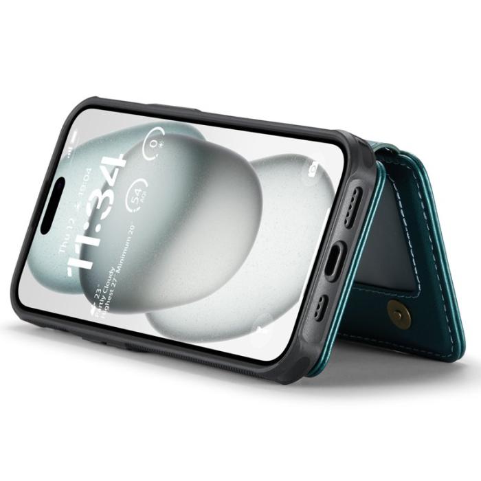 JEEHOOD - JEEHOOD J05 iPhone 15 Skal Läder Mobilfodral med Kortficka Cyan