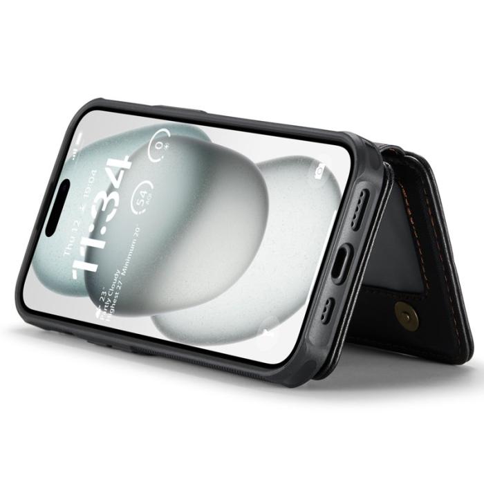 JEEHOOD - JEEHOOD J05 iPhone 15 Skal Läder Mobilfodral med Kortficka - Svart