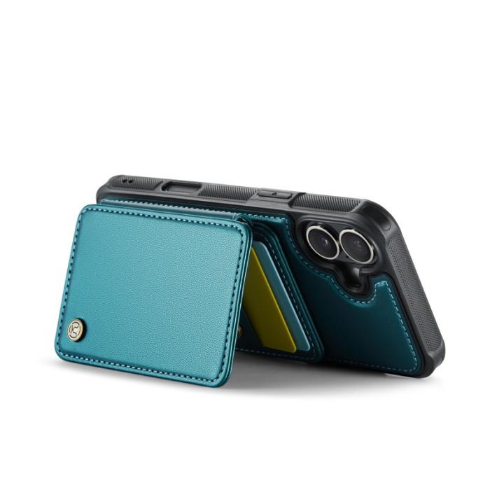 JEEHOOD - JEEHOOD J05 iPhone 16 Plus Skal Läder Mobilfodral Blå