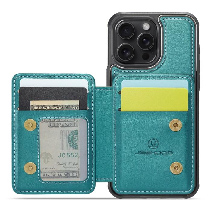 JEEHOOD - JEEHOOD J05 iPhone 16 Pro Fodral Läder med Magnetisk Kortväska Cyan